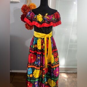 Sugar Skull Beauty Costume for Adults - Day of the Dead size small